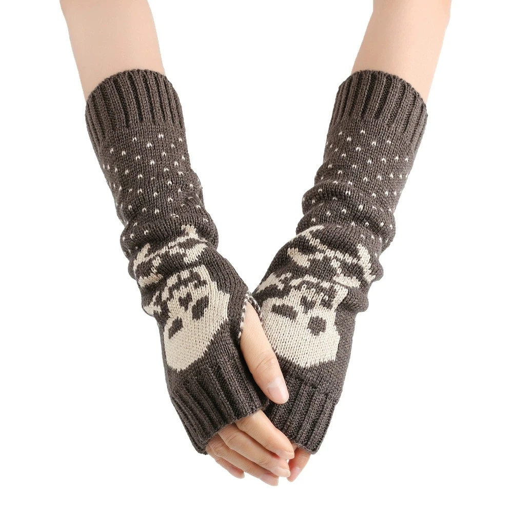 قفازات نسائية محبوكة للخريف والشتاء، أكمام للذراع، نمط شارع عصري ورائع، ديكور الهالوين، السياحة والترفيهية