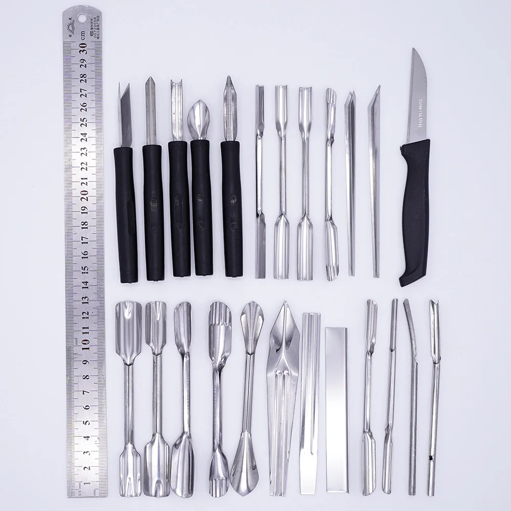 46pcs/set professional chef Carving Tools Vegetable Fruit Food carve Engraving Peeling Kit knife kitchen tool set
