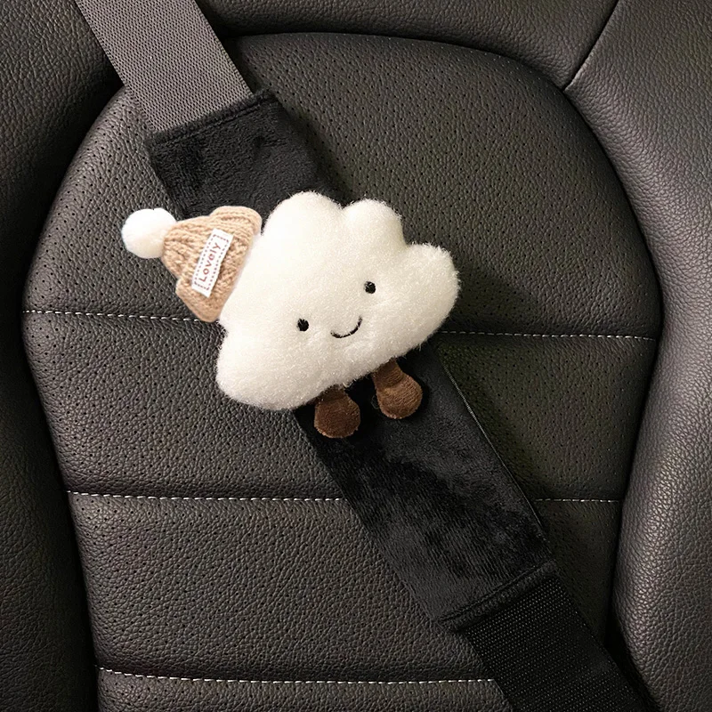 New Cute Cartoon Bow Hat Cloud Car Seat Belt Cover Safety Shoulder Pad Strap Cushion Auto Neck Support Protector For Women