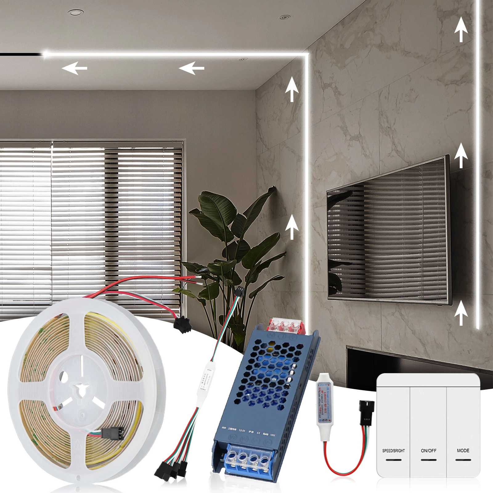 Single Color WS2811 Chasing LED Strip Light High Bright Water Flowing Running LED Tape Warm Natural Cold White For Room Decor