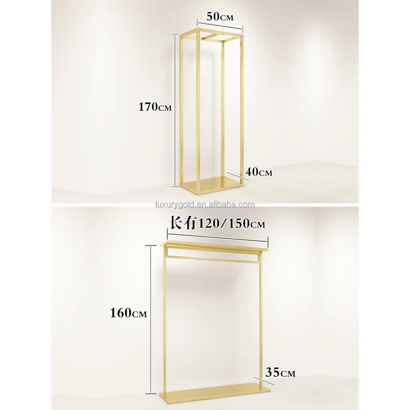 custom.Golden Clothing Store Display Stand Floor-Type Combination Men's Women's Clothing Store Shelf Standing Cloth Rack