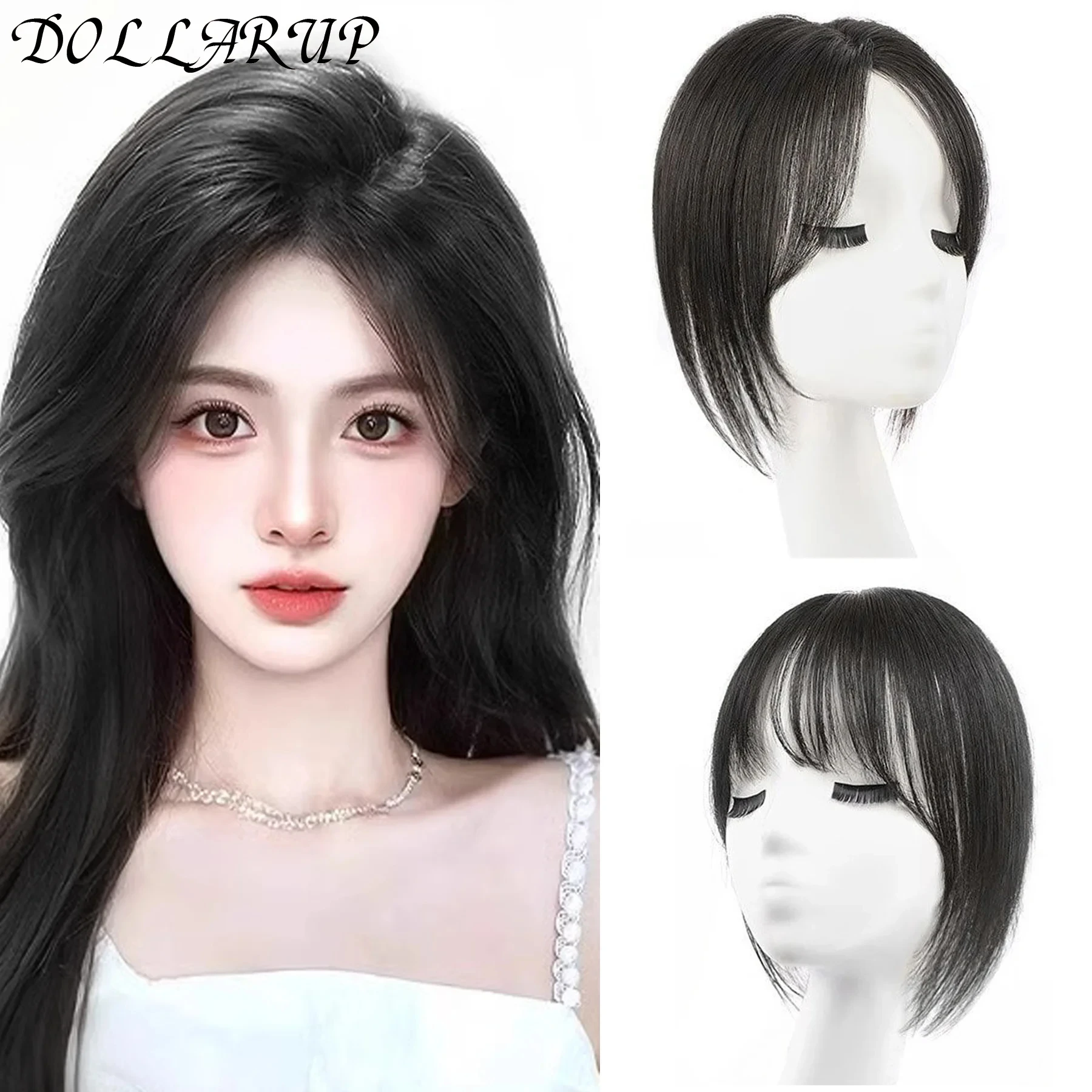

JKL Clip In Baby Hair Air Bang Natural Human Hair Side Bangs Invisible Edge Replacement Fringe Forehead Hairline For Women