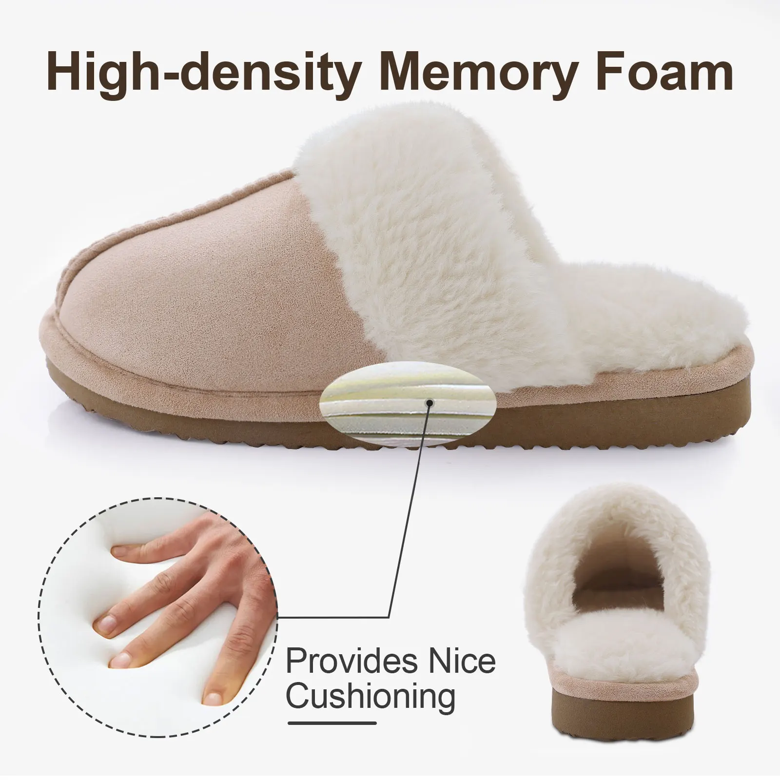 Pantofole Invernali Memory Foam Donna E Uomo - Morbide Ciabatte In Peluche Antiscivolo Con Suola In Gomma, Calde E Traspiranti Per La Casa (Grigio/Rosa, Blu)