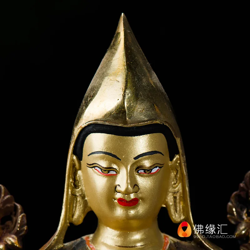 Fo Yuan Hui Tantric Buddha 7-inch Domestic Gold-Plated Bronze Statue of Master Tsongkhapa