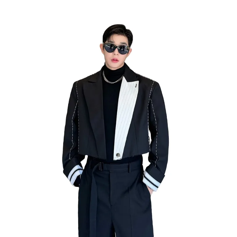 

Casual Fashion Versatile Personality Simple Small Fragrance Contrasting Color Bright Line Short Silhouette Blazer