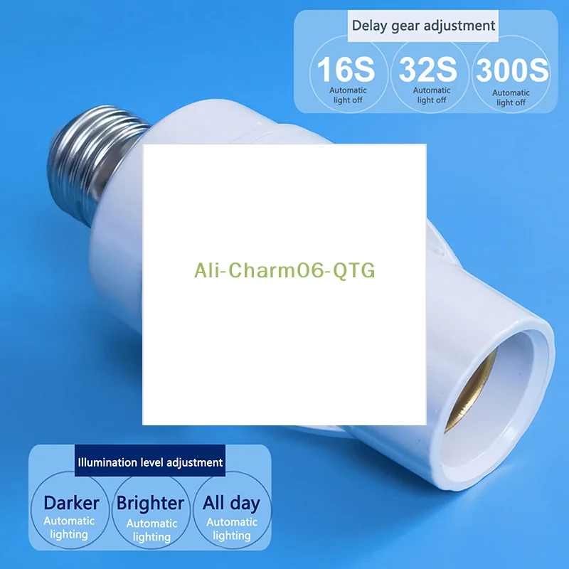 

360-градусный индукционный датчик движения человека, цоколь лампы, AC85-265V, переключатель времени задержки, E27, держатель основания, адаптер розетки