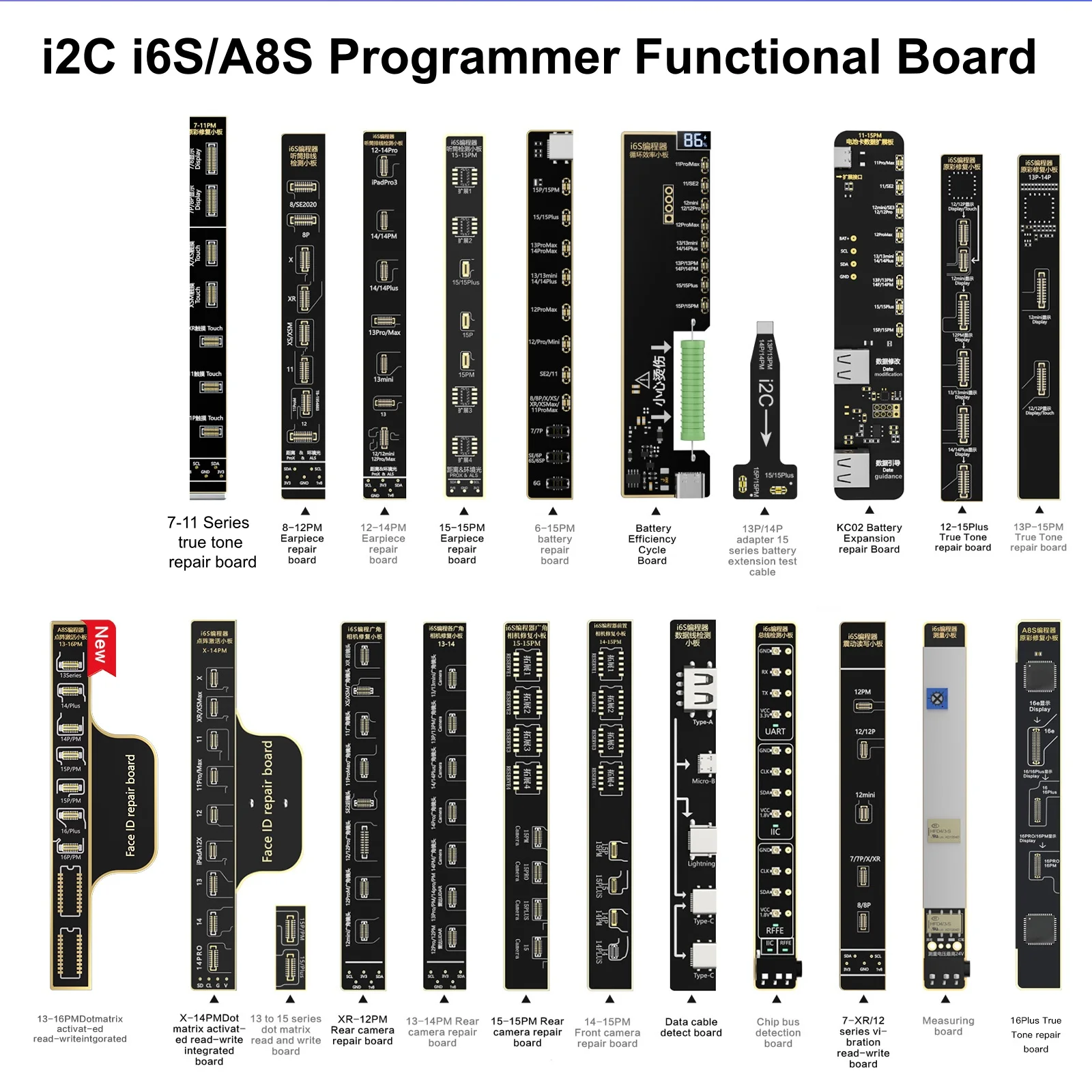 i2C i6S/ A8S Phone Repair Small Board Programmer for Unbinding iPhone 11-17PM Face ID Screen True Tone Fix Battery Camera Repair