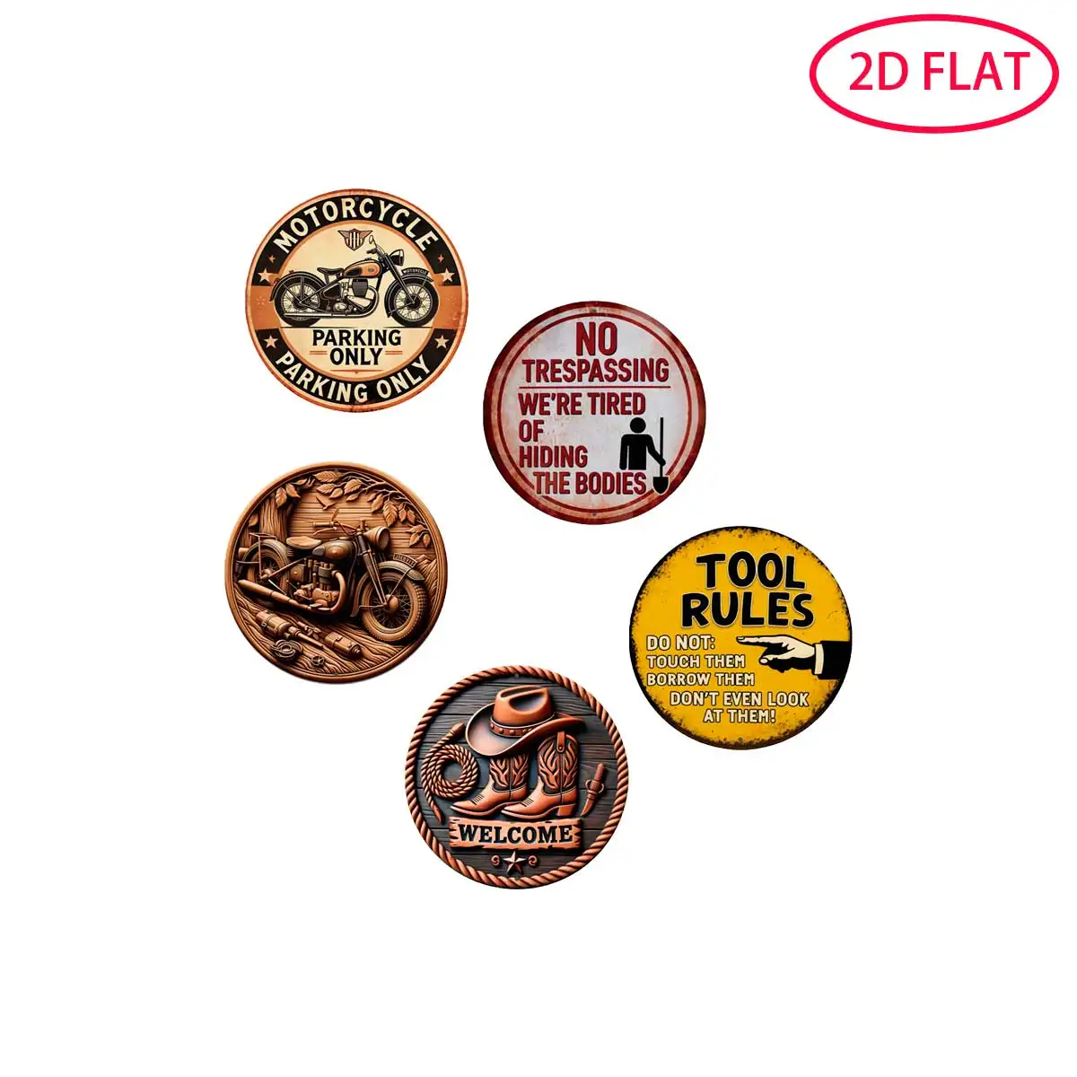 5Pcs, 2D Flat Round…