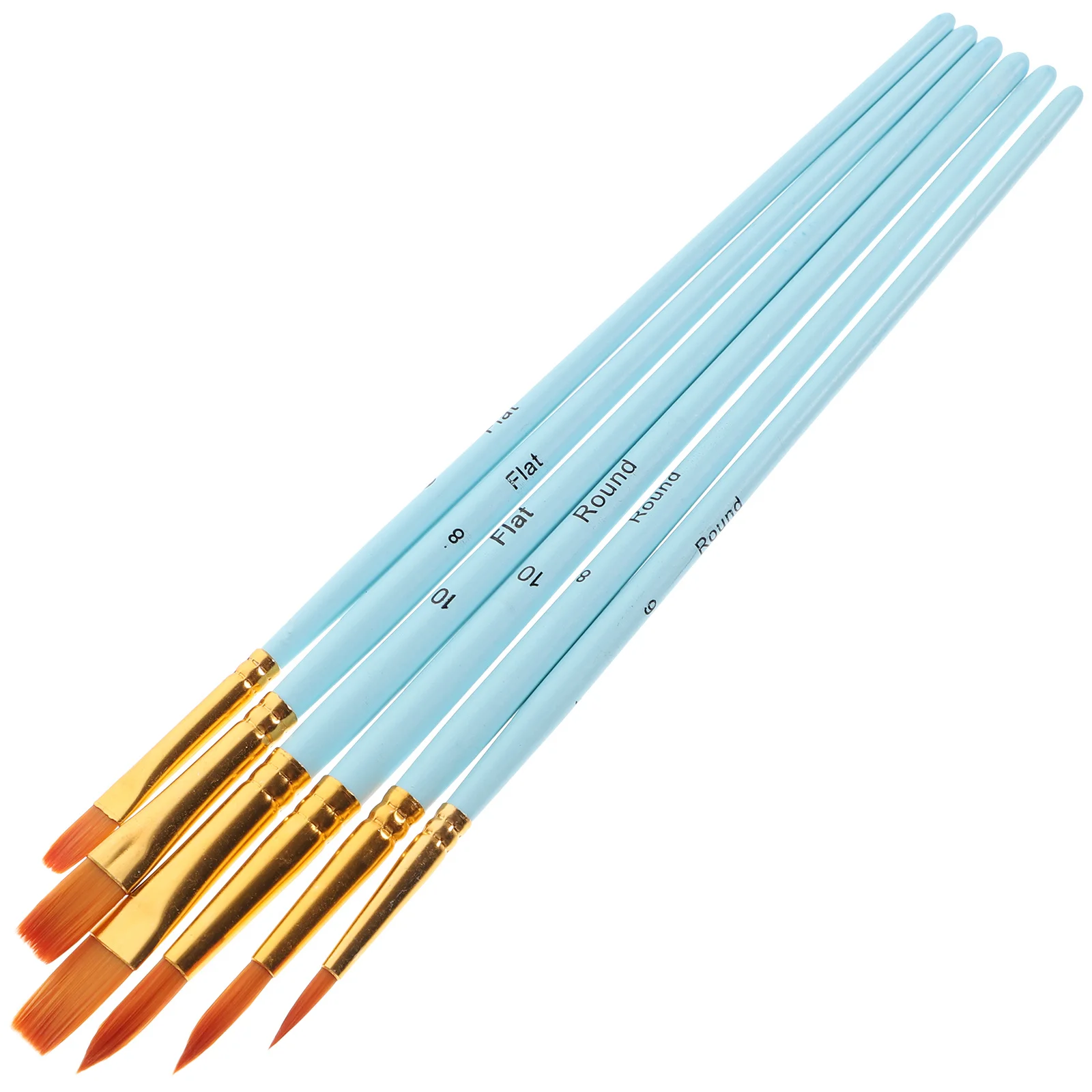 6 Pcs Watercolor Brush Lightweight Painting Paintbrush Flat and Round Tips Head Canvas Nylon Wool Tools