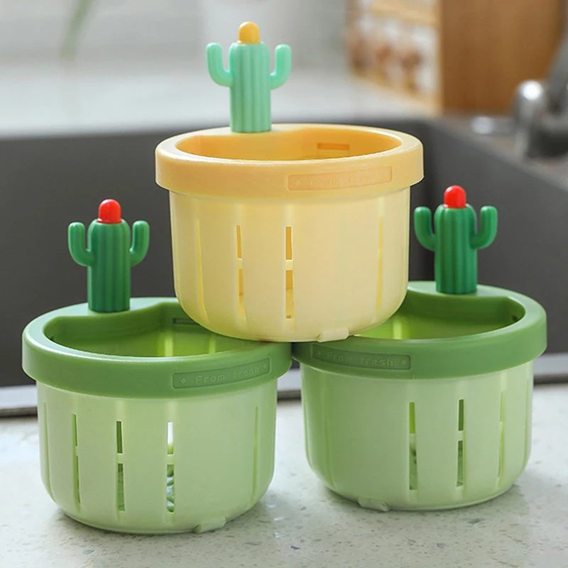 Cartoon Cactus Design Kitchen Sink Filter Bathroom Floor Drain Hair Catcher Sink Strainer Easy Cleaning Clog-Free Stopper