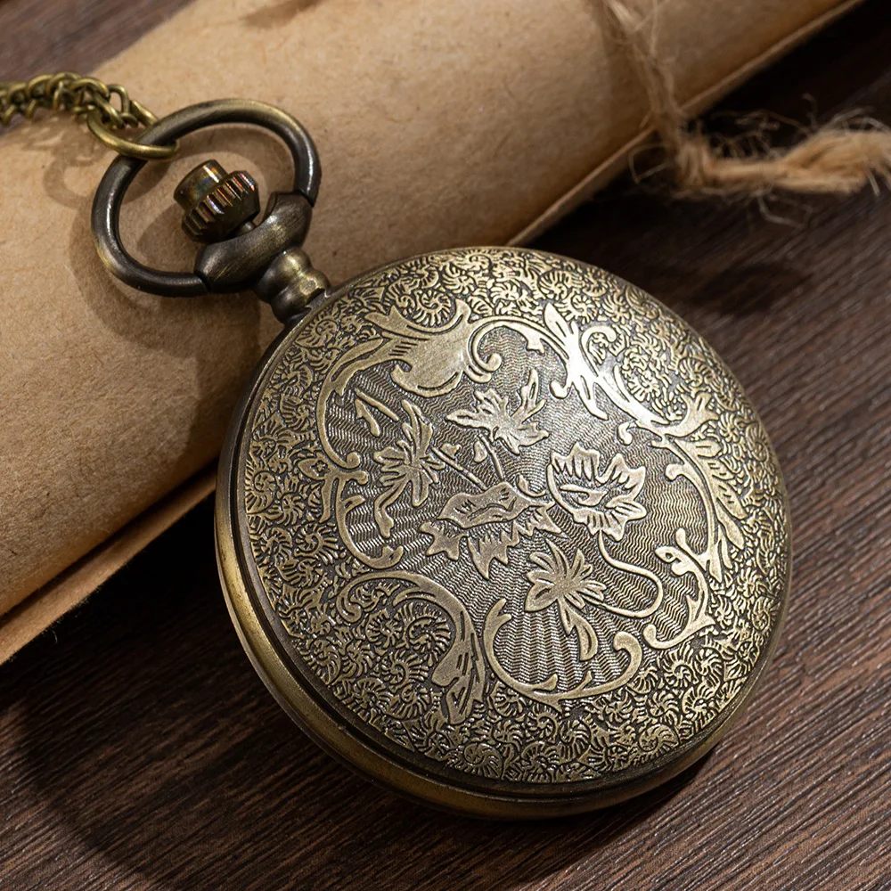 New Bronze Quartz Pocket Watch Retro Alice Theme Pocket Fob Watch Pendant Necklace Pocket Watch Men Womens Gift