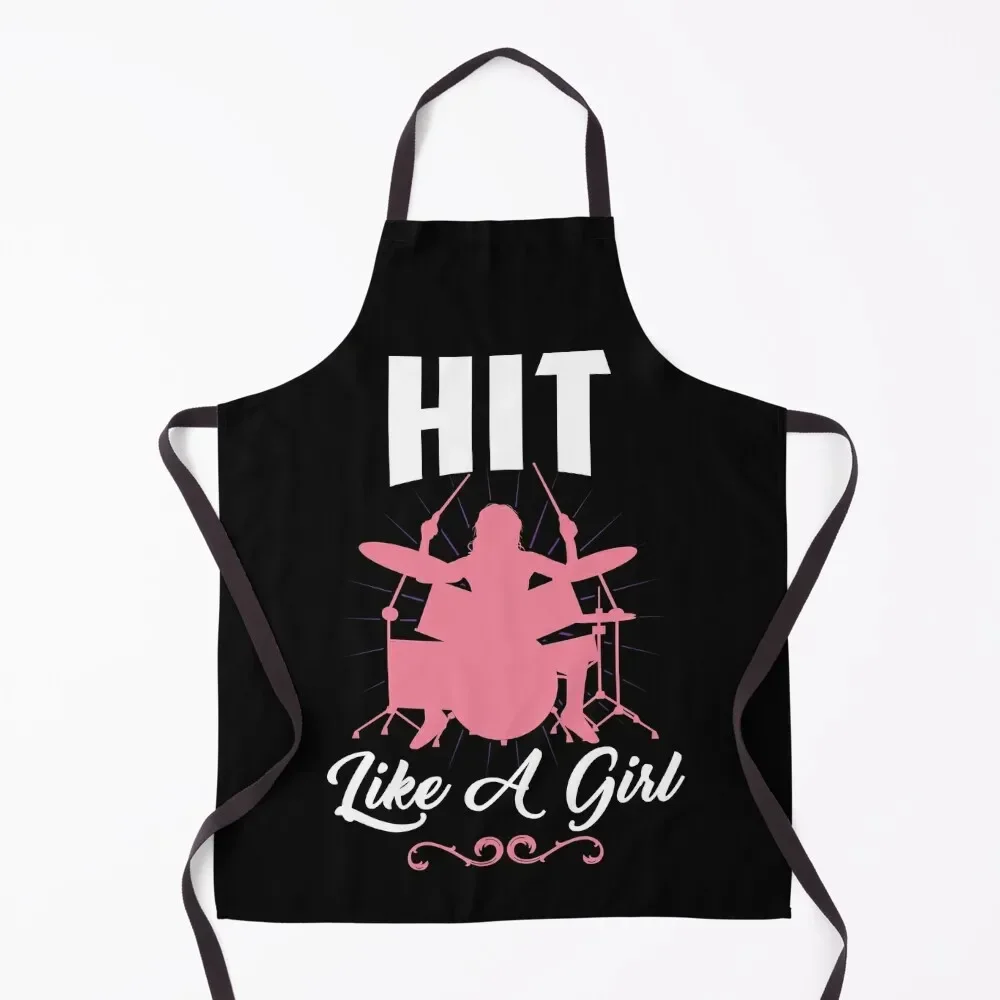 Hit Like a Girl Drum Player Percussionist Apron Kitchen on the wall Cleaning Products For Home with personal logo Salon Apron