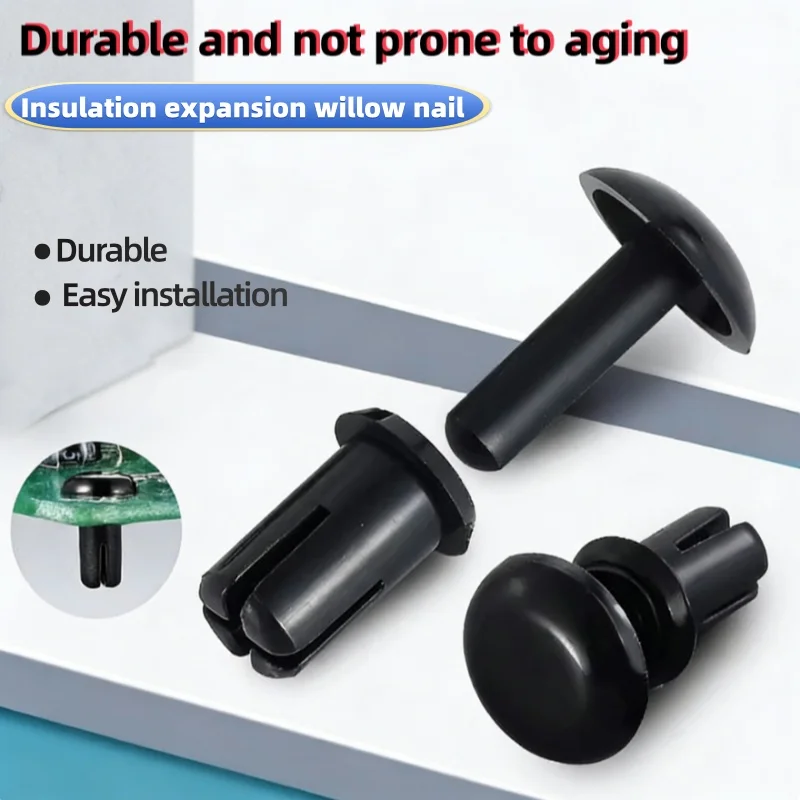 100/50PCS Black High Quality Nylon Rivet Press Type Black Plastic R-Shaped Rivet Nylon PC Board Plastic Buckle R4080~6080