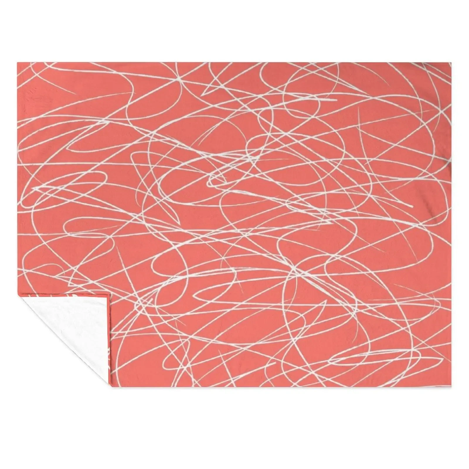 

Hand Drawn Scribbles (Living Coral and White) Throw Blanket For Baby Luxury Warm Summer Blankets