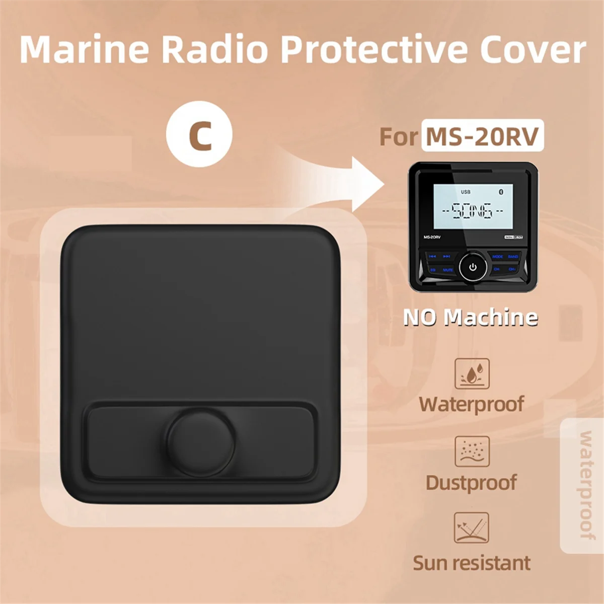 For Marine Radio Cover MP3 MP5 FM Boat Radio Soft Silicone Protector Waterproof Suit for UTV ATV SPA RZR