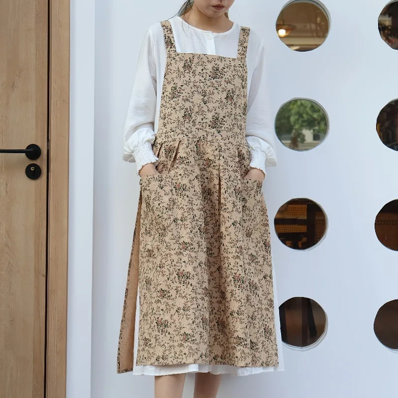 

1 шт., регулируемый телескопический фартук с цветочным принтом для дома и кухни, многоцелевой фартук для домашней уборки, уличный садовый фартук