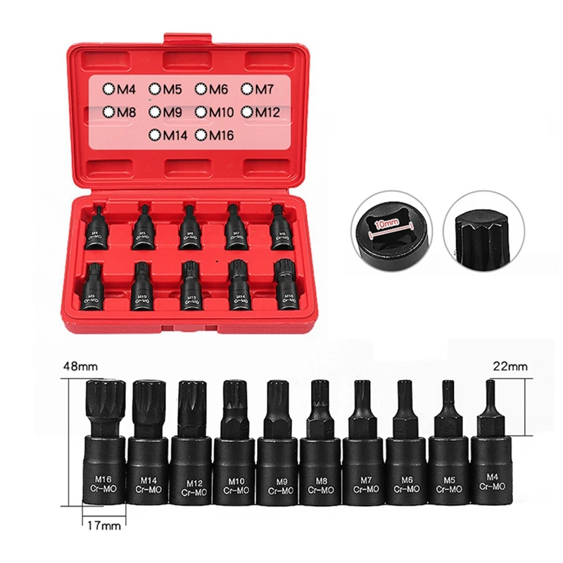 

10PCS 12 Point Socket Wrench Set Kit Universal 3/8 Square Drive Socket Set M4-M16 Socket Kit