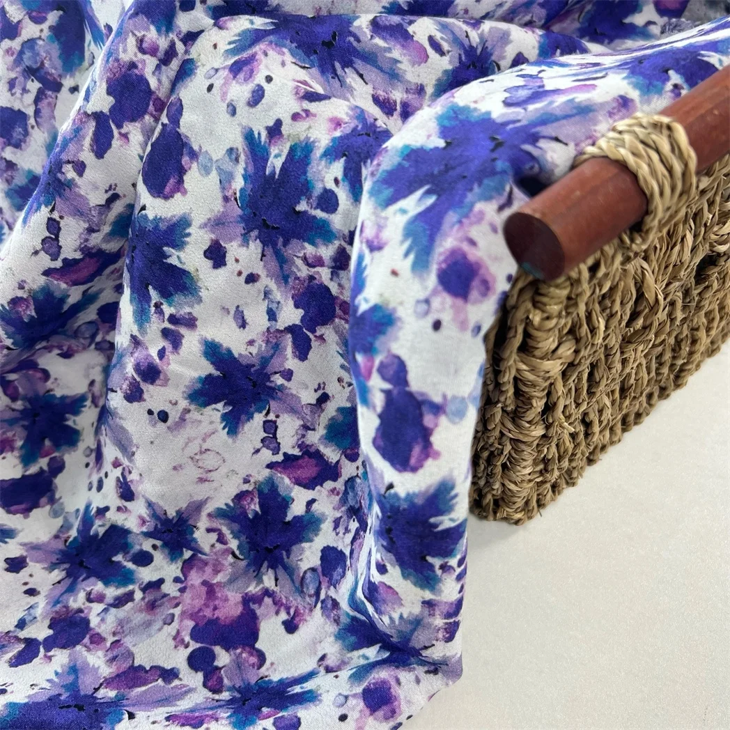 Tecido Floral Digital Impresso Rayon, Alta Qualidade, Personalizado, Material Suave Tradicional para Roupas Femininas