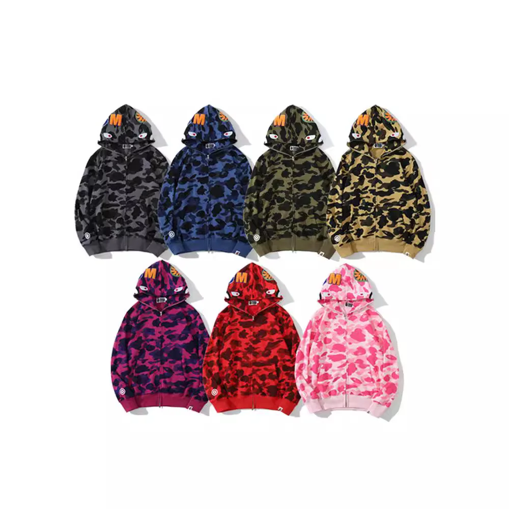 Bape Shark Head Ape Head Zipper Top Color Complete Hoodie 3D Hoodie Zipper Hoodie