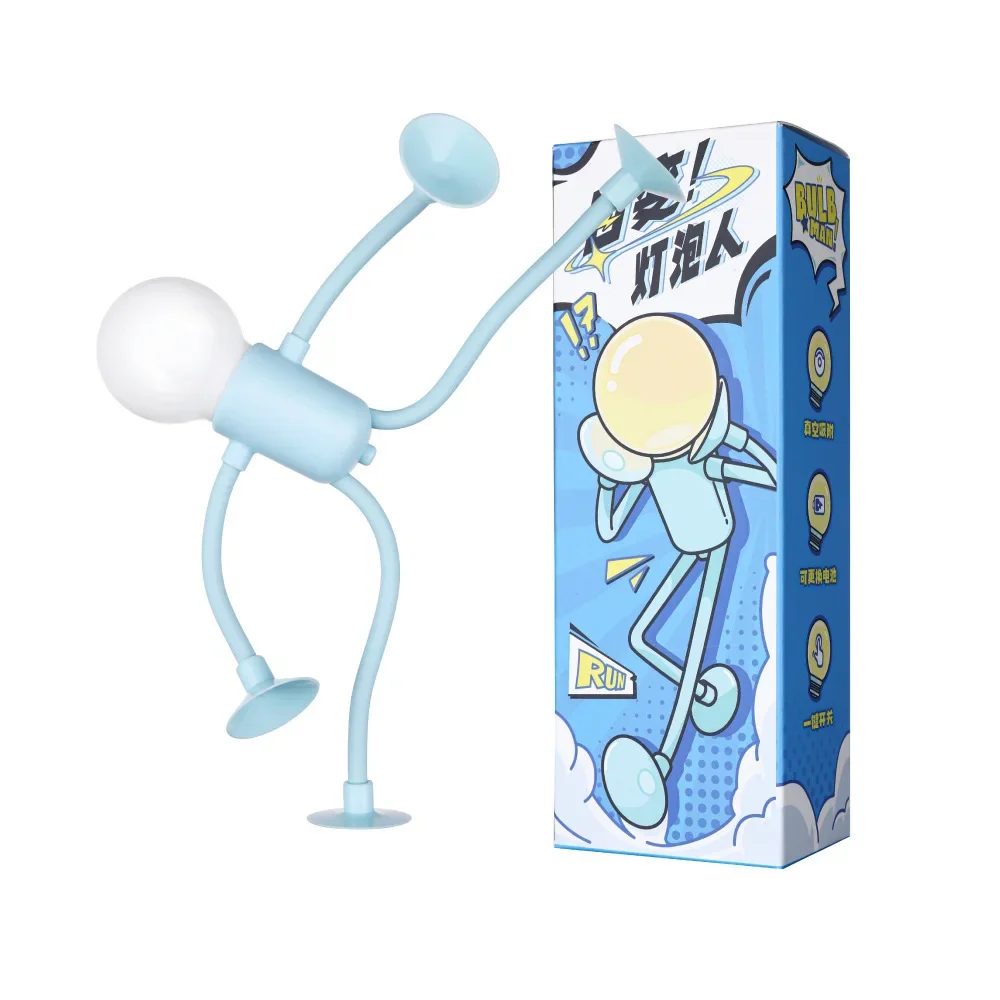 Light Bulb Person Night Light Sports Talent Ornament Cute Suction Cup Changeable Shape Funny Decompression Ornament