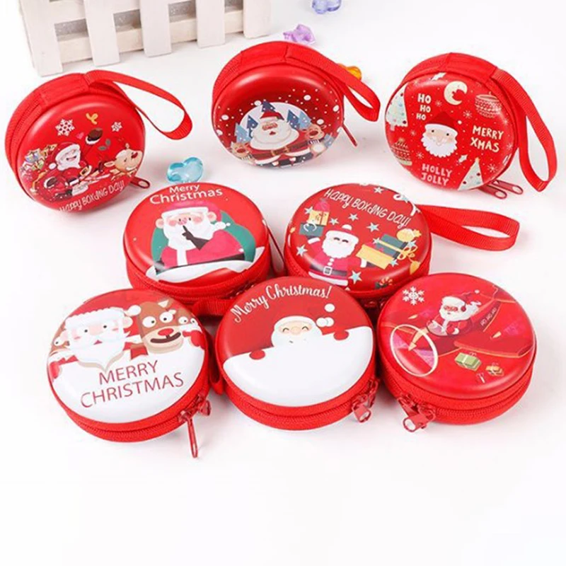 1PC Cute Cartoon Christmas Santa Claus Elk Key Coin Purse Kid Girl Wallet Earphone Organizer Box Gift Jewelry Box