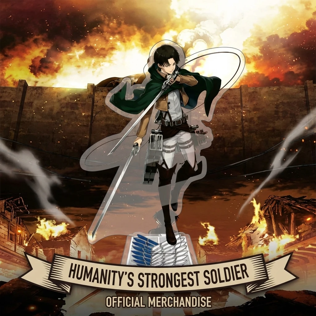 

Anime Big Standee 15cm High Attack on Titan Double Sided Stand Levi Captain Standee Decoration Collectible Figure Display