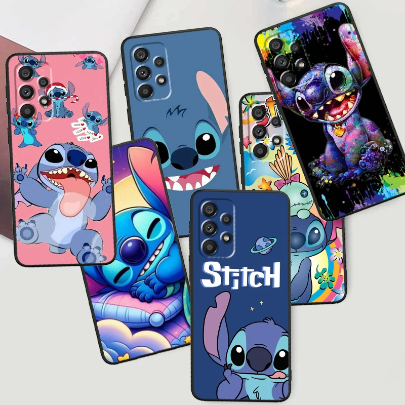 

Disney Stitch Cute Cartoon For Samsung A53 A52 A33 A32 A51 A71 A21S A13 A73 A55 A22 A23 A35 A72 A54 A12 5G Black Cover