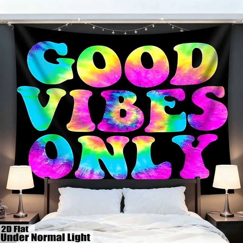VIKAMA Neon Tie Dye Tapestry Wall Hanging Positive Energy Aesthetic Room Decor for Bedroom Living Room Dorm