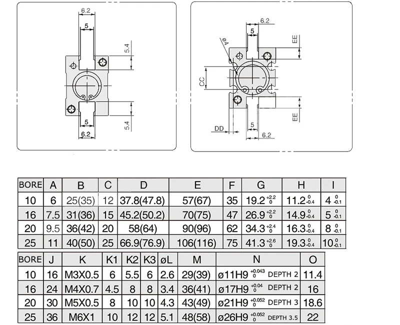 MHZL2 Pneumatic Gripper Double Acting Air Finger Cylinder 10S 16S 20S 25S 16D 20D 25D Parallel Gripper