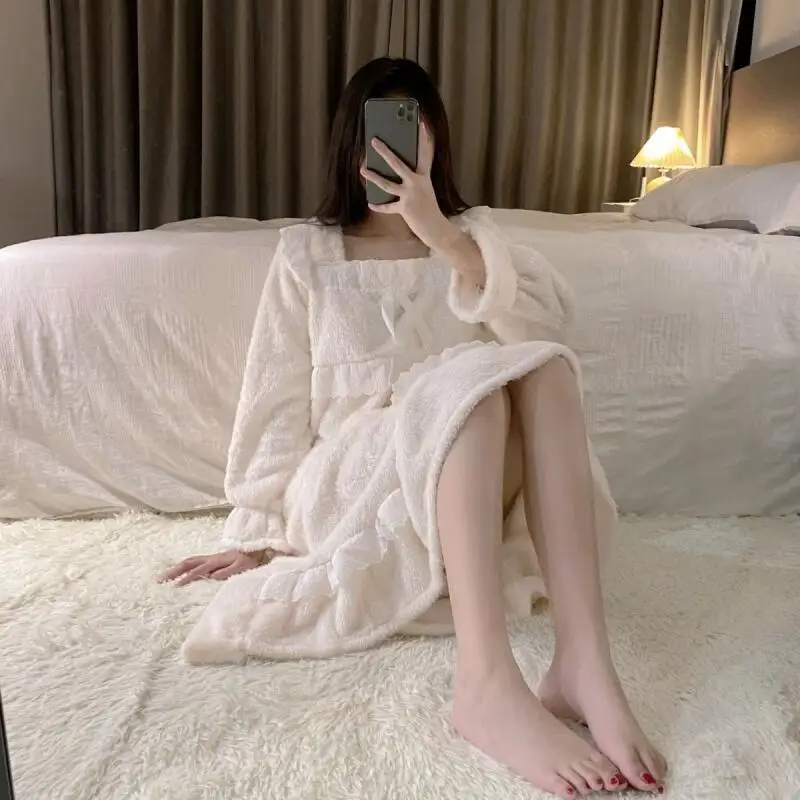 

Женская одежда, пижамный комплект, домашняя одежда, брюки с длинными рукавами, комплект из двух предметов, осенне-зимняя утепленная удобная милая ночная рубашка