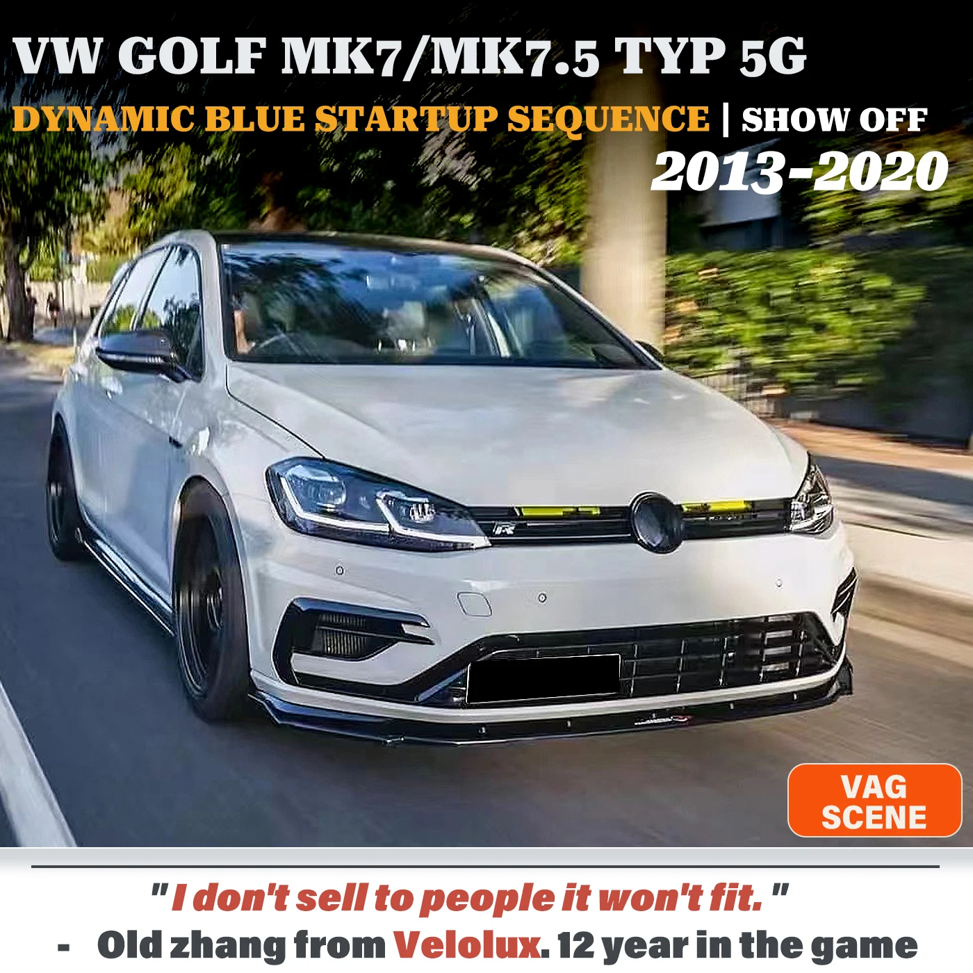 For VW Golf 7/7.5 MK7/MK7.5 TSI TDI 2013-2020 LED Upgrade Headlight Assembly w/ BI-LED Projector 10-Pin Factory Halogen ONLY