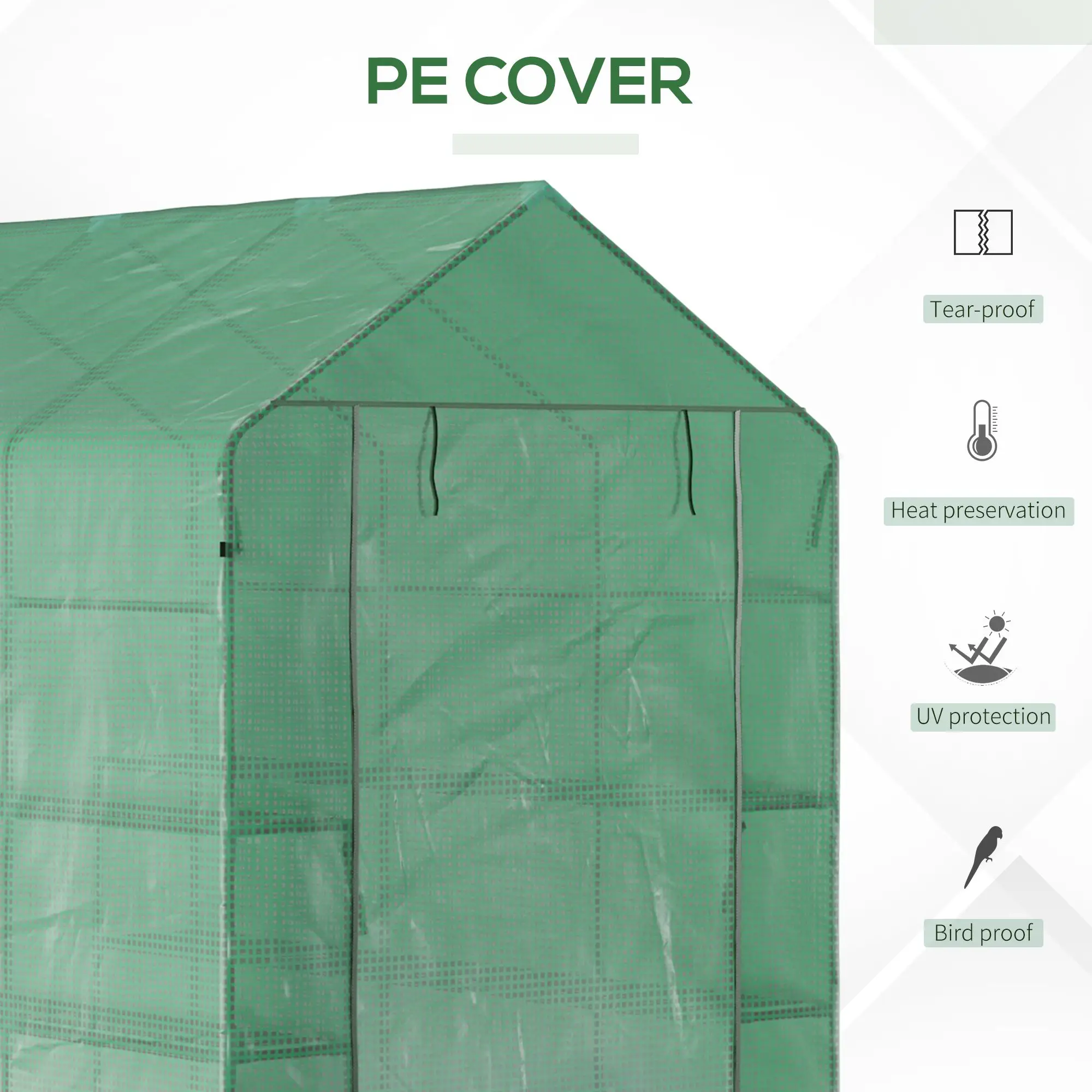 7' x 5' x 6' Walk-in Greenhouse for Outdoors with Mesh Door, 18 Shelf Hot House with Trellis, Plant Labels, UV Protective for Growing Flowers, Herbs, Vegetables, Saplings, Green