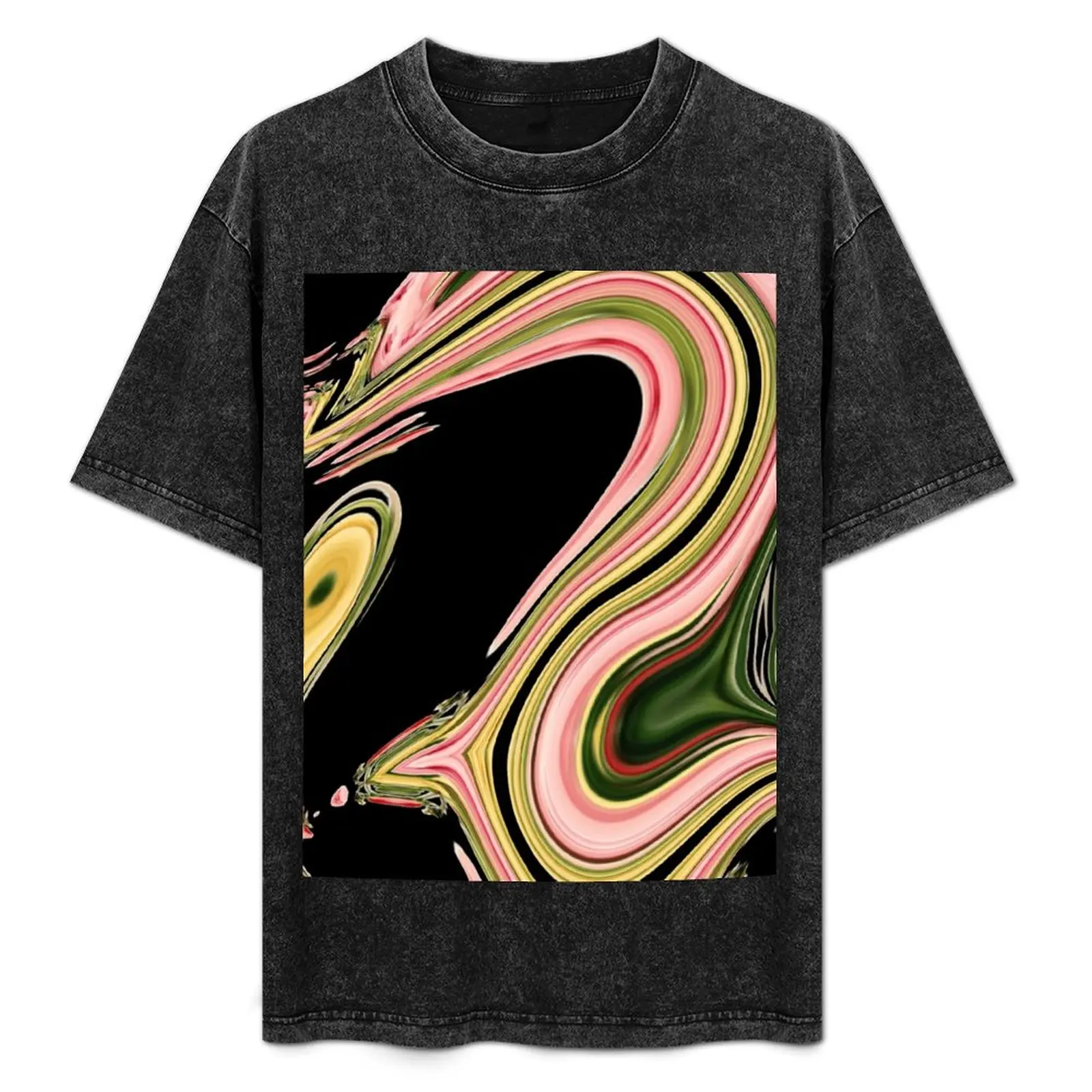 abstract black green pink marble swirls mid century modern T-Shirt Quick Dry Travel T-Shirt