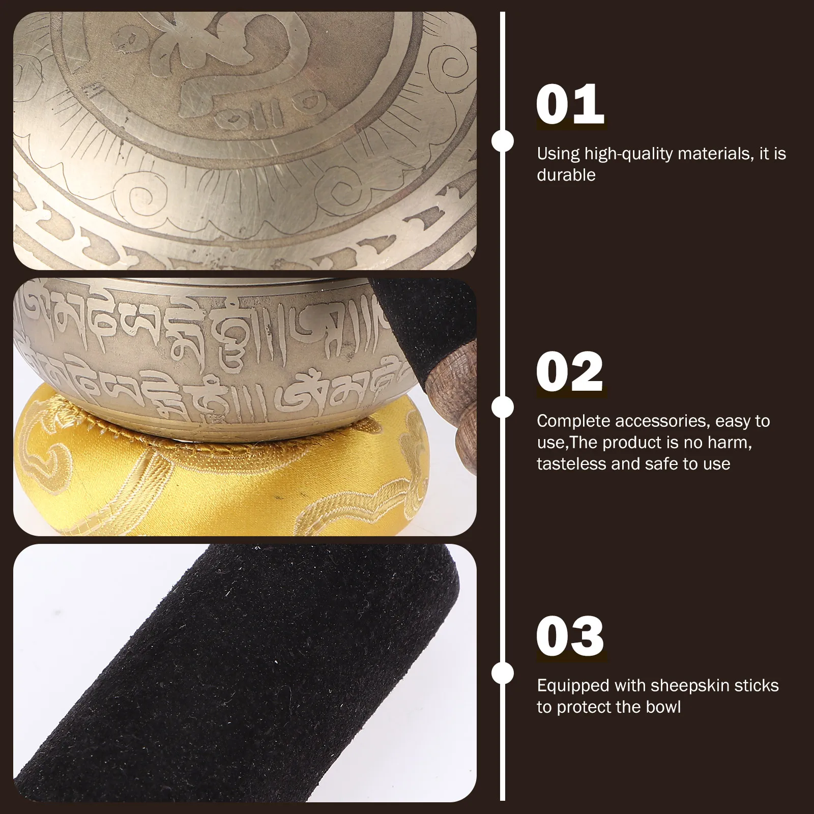 

1 set 1 Set Tibetan Singing With Striker Cushion Bowl For Meditation Yoga Copper Sound Bowl Decor Instrument