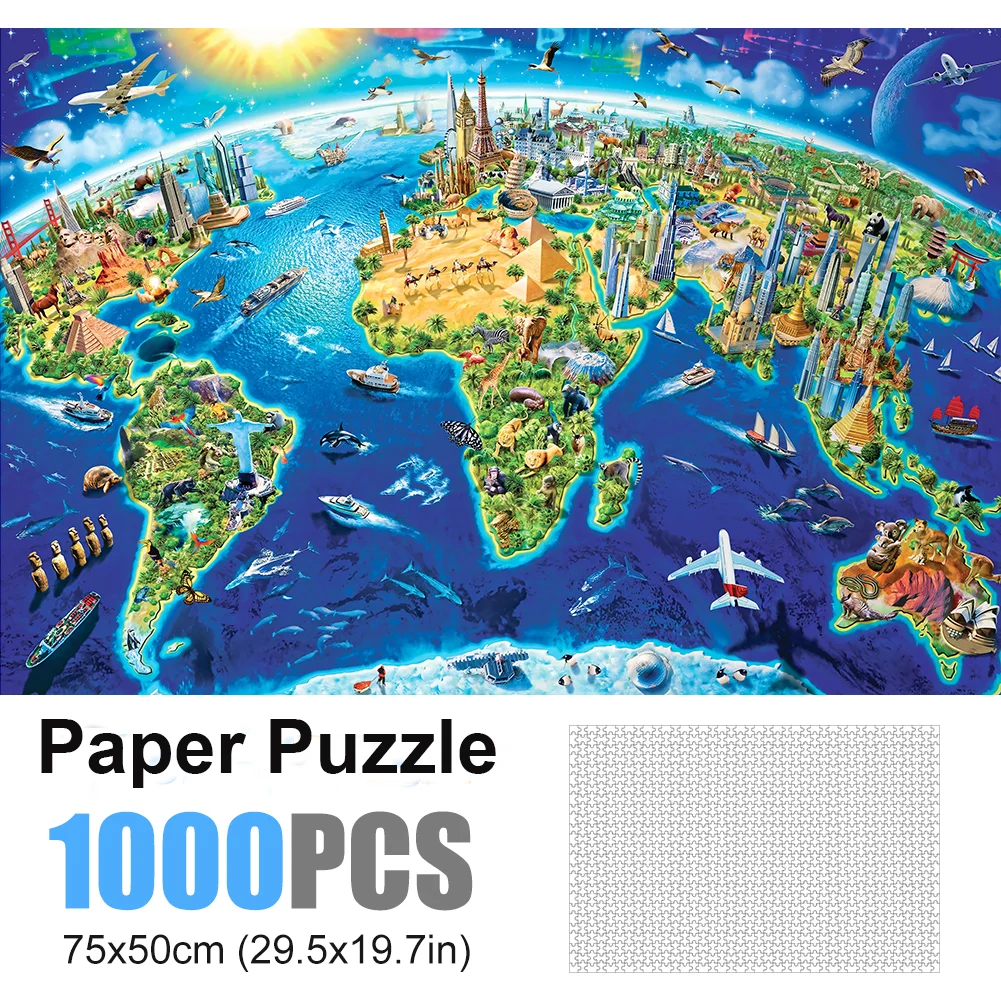 1000 sztuk papierowych puzzli World Landmark Jigsaw Family Party Atmosphere Dekoracja Interaktywna gra dla rodziców i dzieci