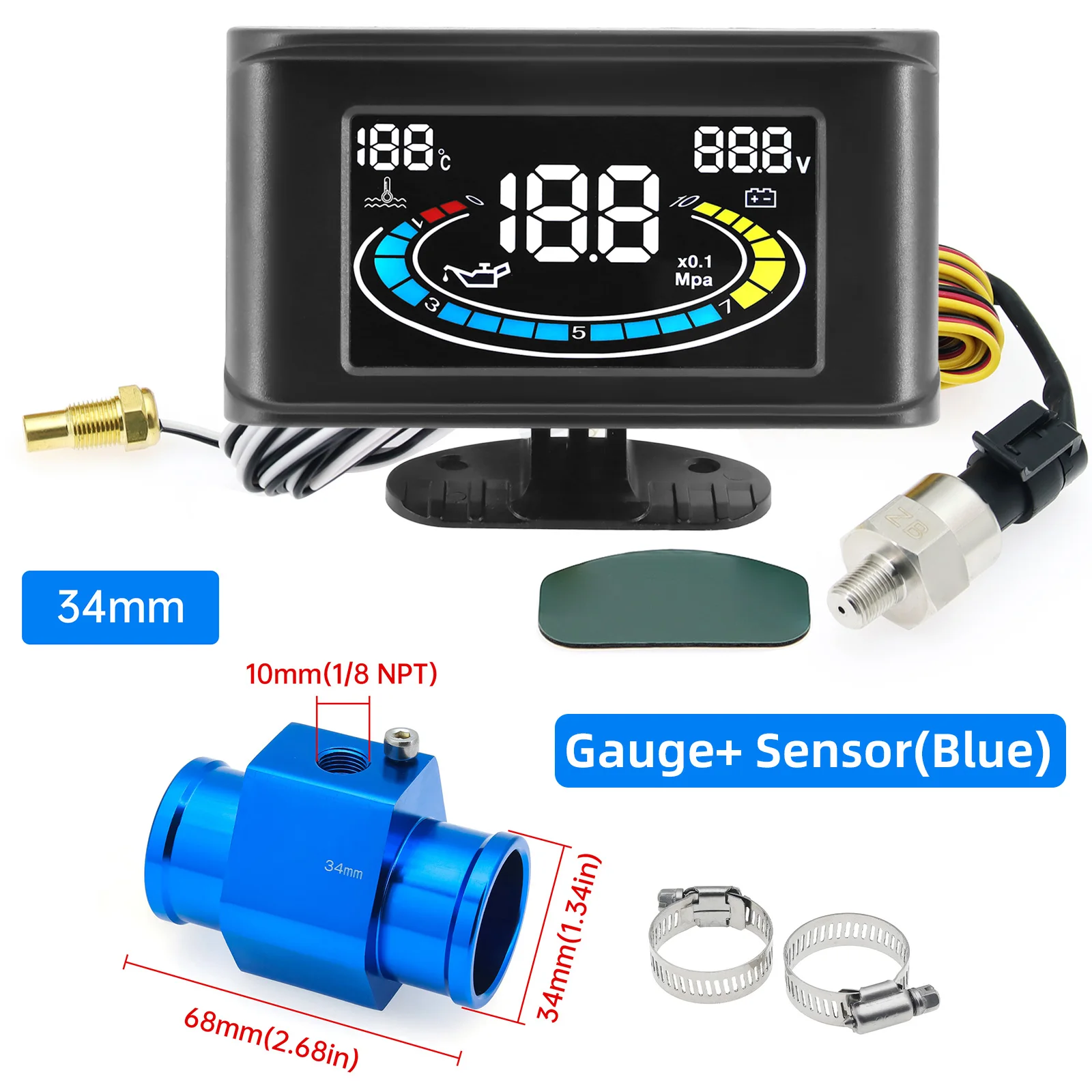

1/8 NPT цифровой автомобильный вольтметр 3 в 1 вольтметр датчики температуры воды измерители давления масла для мотоцикла лодки универсальный 24 В