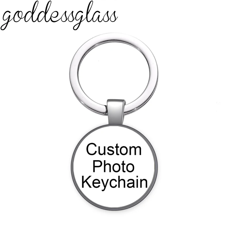 Personalized Photo Custom pictures glass cabochon keychain Bag Car key Rings Holder Charms silver plated/Bronze/Golden/Black