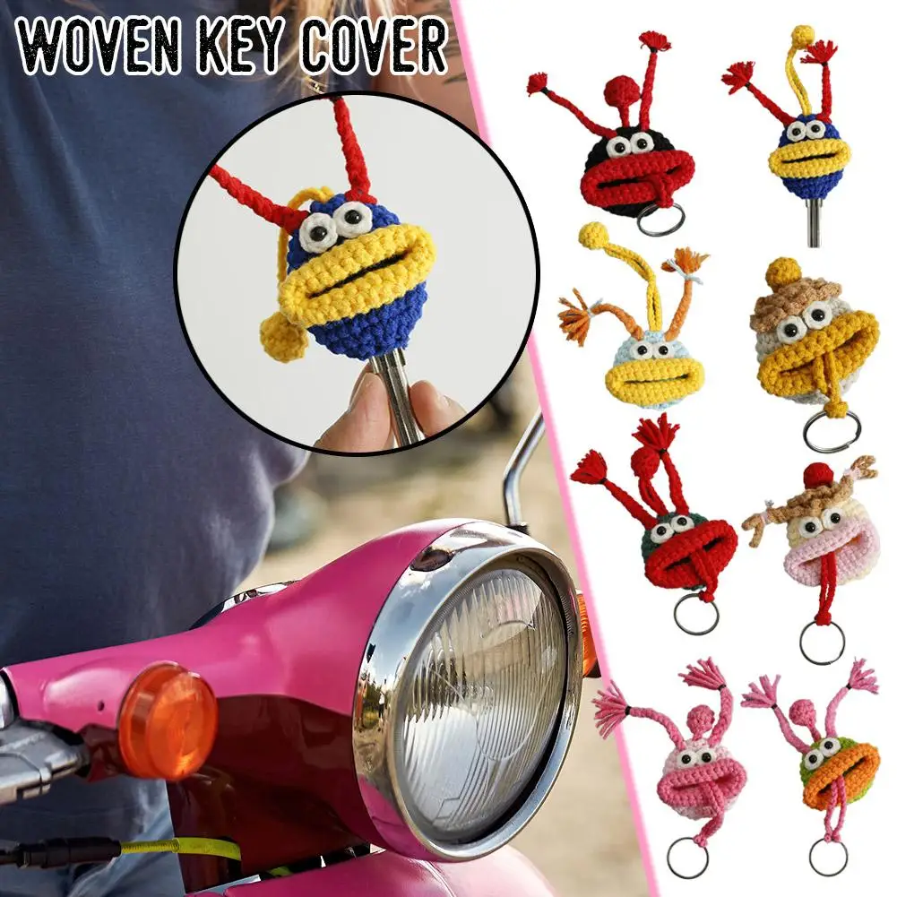 Funny Crochet Keychains Knitting Cute Sausage Mouth Doll Key Holder Useful Knitted Storage Bag Keyrings For Car Keys E2I8