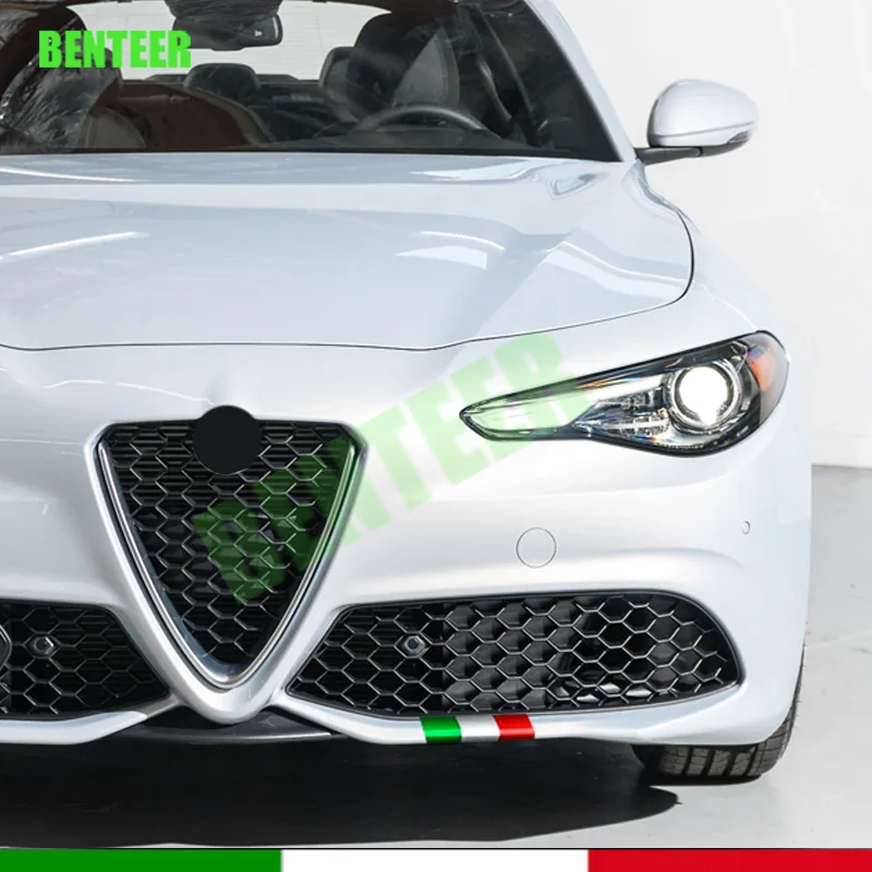 Italian Flag Vinyl Sticker For Alfa Romeo Giulia Giulietta 156 MITO Stelvio 147 Sportiva Quadrifoglio Brera 159 TI