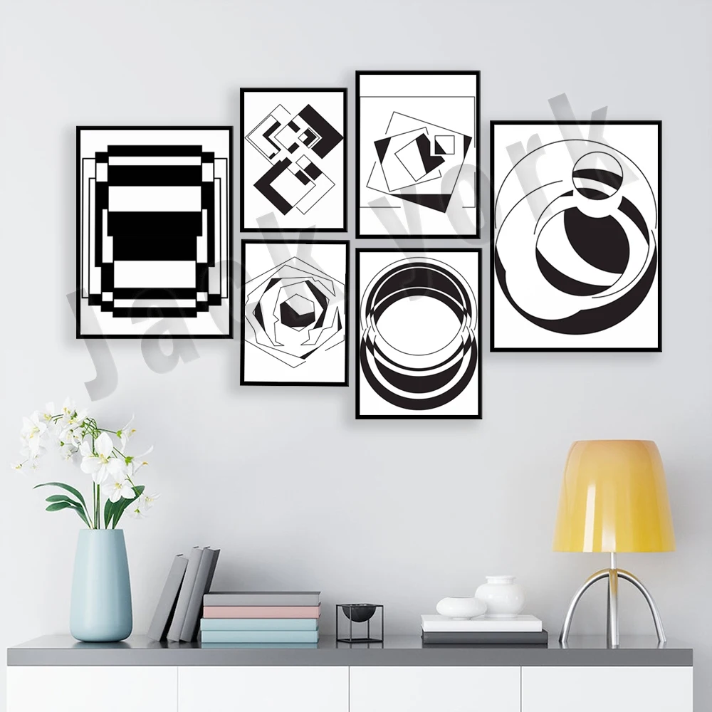 Unique black and white abstract art, minimalist poster, abstract modern art print, aesthetic abstract geometric style poster gif