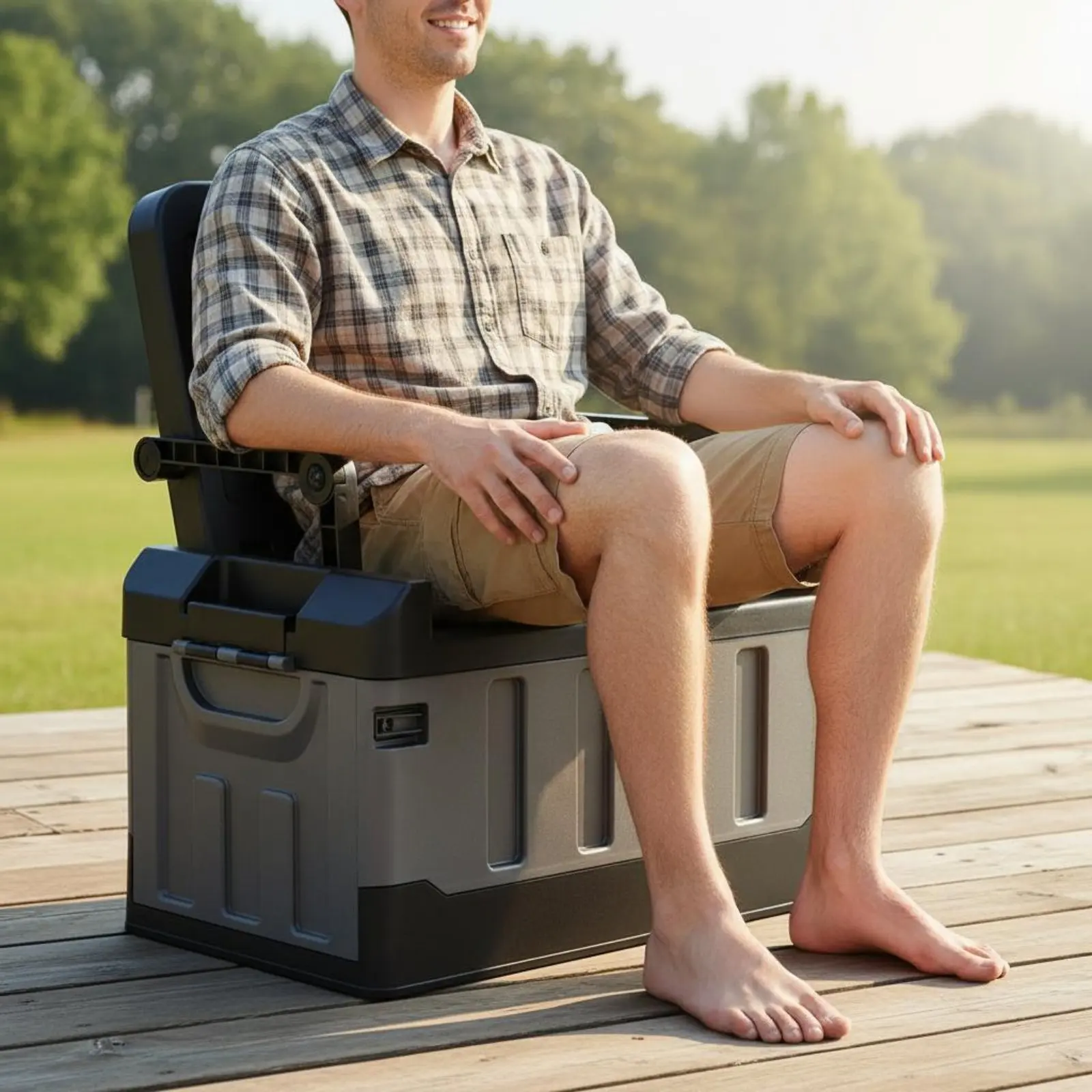 Sit-on Storage Trunk Multi-Functional Portable Storage Seat Foldable Camping Crate Long-Lasting Outdoor Gear Easy to Clean view 4