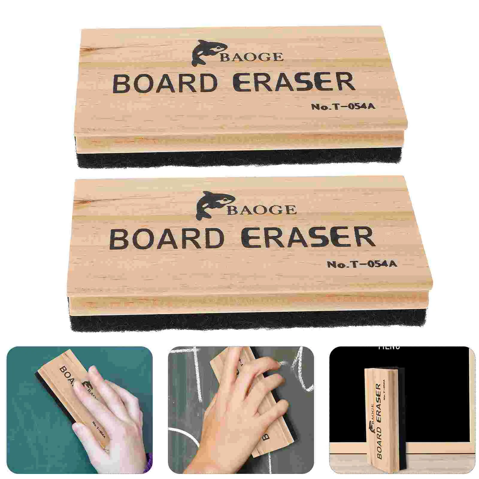 

2 Pcs Noiseless Eraser Wool Felt Chalkboard Clean for Dry Marker Blackboard Office Accessories Wooden Home