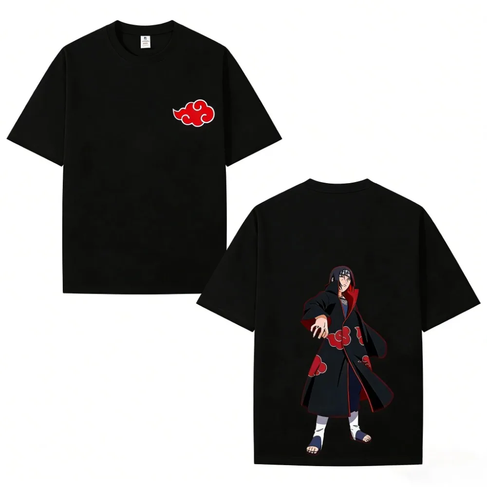 Cartoon Anime Naruto Shippuden Cotton T-Shirt Naruto Sasuke Kanji Collage Anime T-Shirt Summer Casual Printed Top - view 2