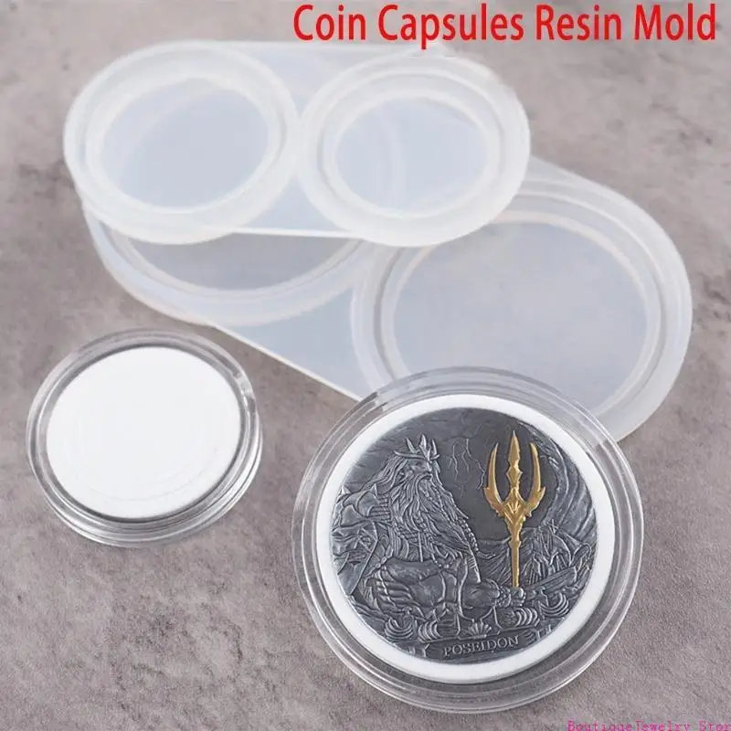 

E1PE Handmade Coin Capsules Resin Mold with Foam Gasket Coin Storage Box Epoxy Casting Mould Coin Collection Craft Tools