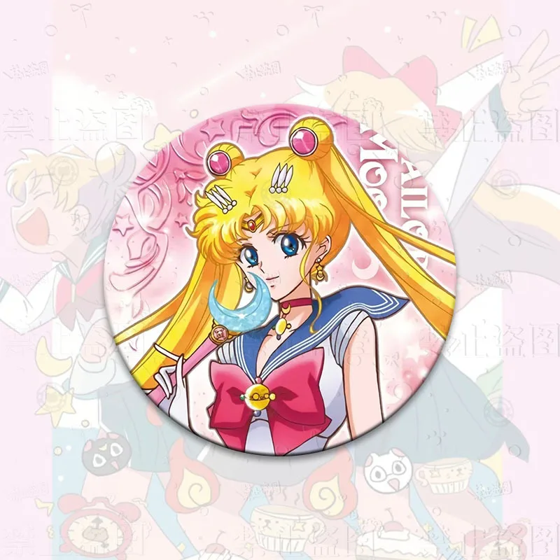 Sailor Moon Anime Button Pin Usagi Ami Rei Makoto Minako Cartoon Brooch Badges for Backpack Accessories Decor Gift Fans Collect