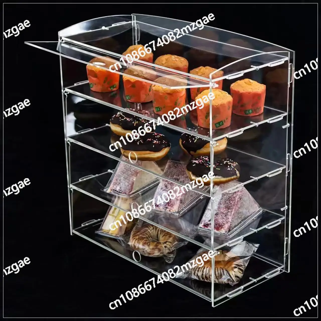 clear-acrylic-display-case-4-layer-commercial-countertop-pastry-stand-for-donut-cookie-bakery-dessert