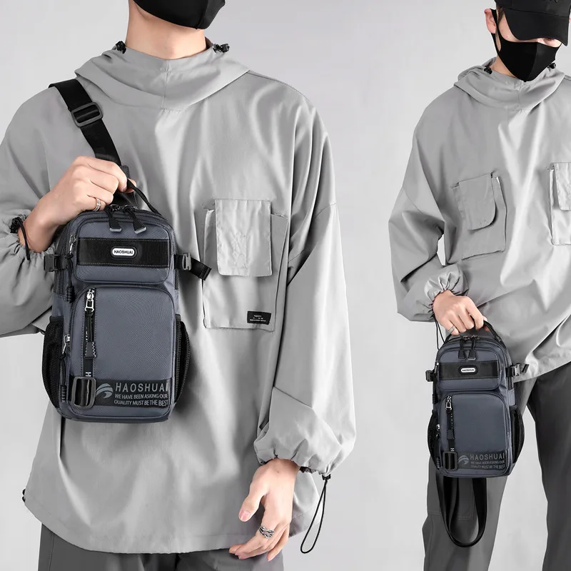 Man Sling Chest Bag Shoulder Crossbody Bag Larger Capacity Outdoor Sports Waterproof Hiking Cycling Riding Works Chest Daybag