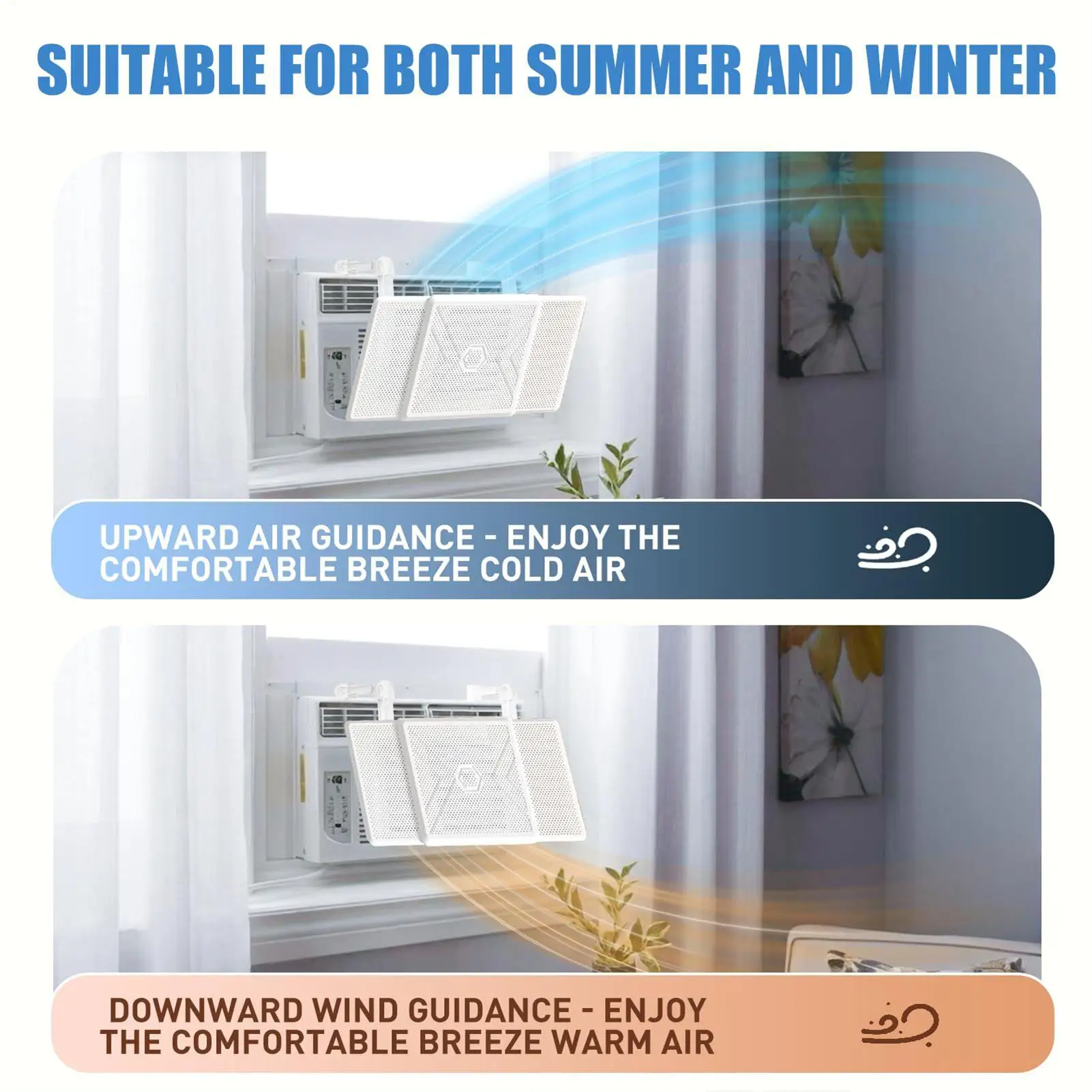

Vent Deflector Airflow Blocker For Air Conditioner Adjustable AC Deflector For Home Bedroom Office Apartment Living Room