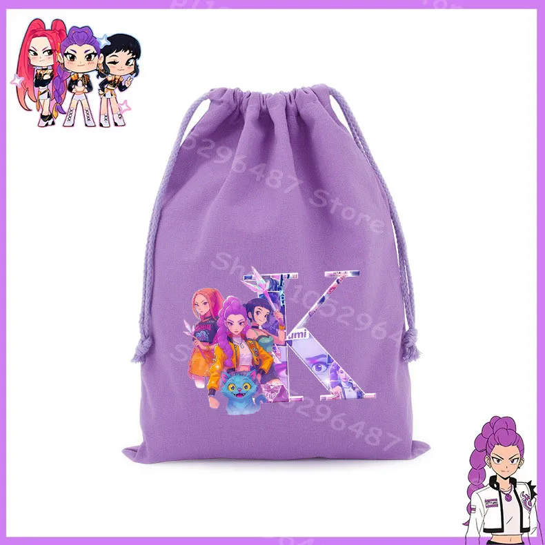 Paarse opbergtas Cartoon A-Z Letter Handtas voor Kpop Demon