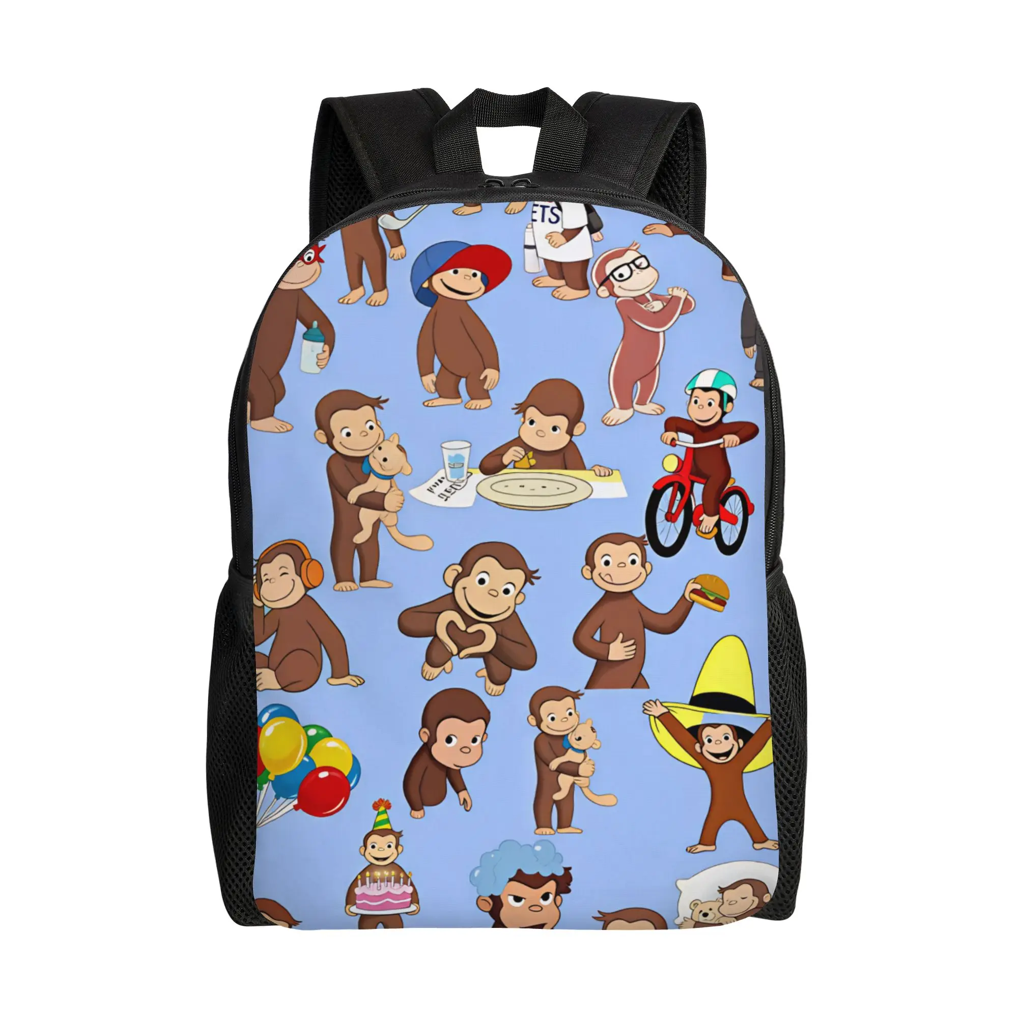 Curious George Character Backpack  Workout Backpacks Student Unisex Stylish High School Bags Colorful Durable Rucksack